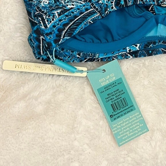 Sea Level Bikini Top twist front SZ 4 Cup DD/E Sea Foam blue green black NEW - Picture 4 of 6
